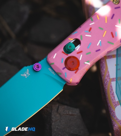 Flytanium BEEF Crossbar Lock Knife Dessert Warrior Pink G-10 (3.5" Blue)